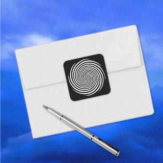 Hypnosis Spiral Stickers, Black Background Square Sticker