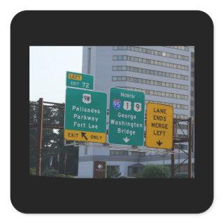 I95 highway sign for the George Washington Bridge. Square Sticker