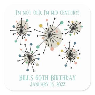I Am Mid Century Atomic Starburst Birthday Sticker