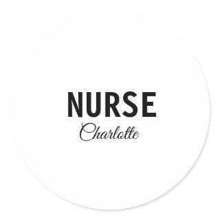 I am nurse medical expert add your name text simpl classic round sticker