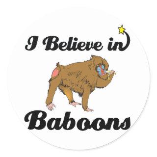 i believe in baboons classic round sticker