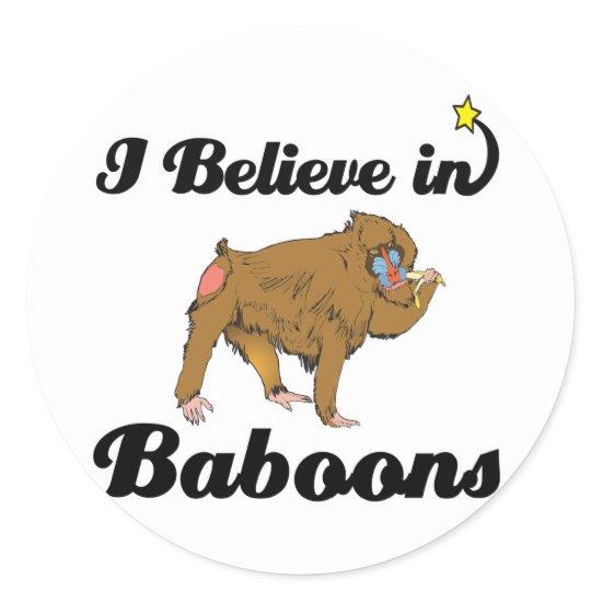 i believe in baboons classic round sticker
