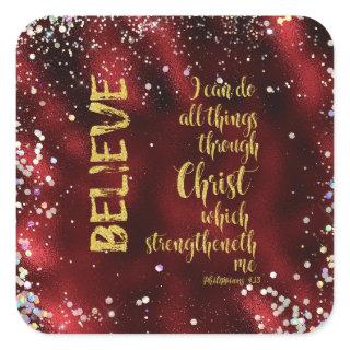 I Can Do All Things Through Christ  KJV Scripture Square Sticker