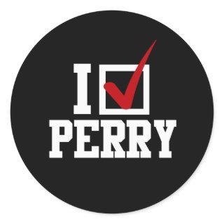 I CHECKMARK RICK PERRY (white) Classic Round Sticker