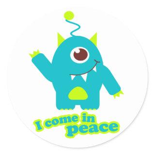 I come in peace kids alien sticker