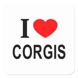 I ❤️ CORGIS I LOVE CORGIS I HEART CORGIS SQUARE STICKER