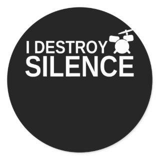 I Destroy Silence Funny Drummer Drums Drumming Classic Round Sticker