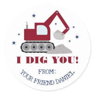 I Dig You Valentine's Day Classic Round Sticker