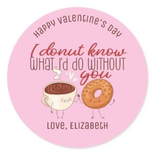 I Donut Know Funny Pun Cute Valentine's Day Pink Classic Round Sticker