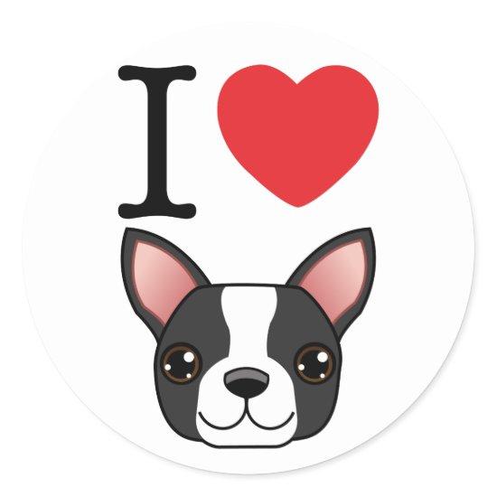 I Heart Boston Terriers Classic Round Sticker