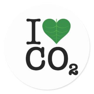 I Heart CO2 Classic Round Sticker