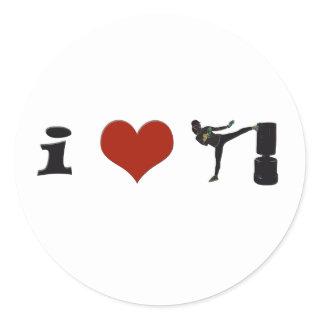 I Heart Kickboxing! Personalize it! Classic Round Sticker