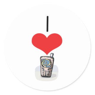 I Heart (Love) Cell Phones  Classic Round Sticker