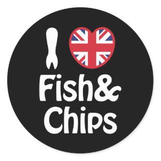 I Heart [Love] Fish & Chips Classic Round Sticker