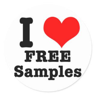 I HEART (LOVE) free samples Classic Round Sticker