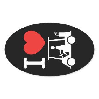 I Heart (Love) Golf Cart Oval Sticker