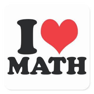 I Heart / love math Square Sticker