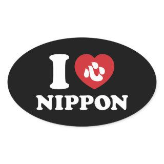 I HEART [LOVE] NIPPON OVAL STICKER