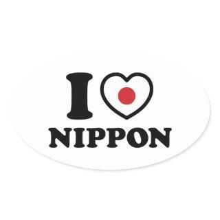 I HEART [LOVE] NIPPON OVAL STICKER