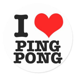 I HEART (LOVE) PING PONG CLASSIC ROUND STICKER