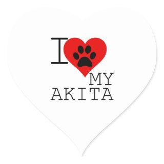 I heart my Akita Heart Sticker
