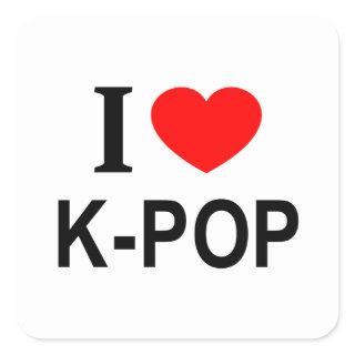 I ❤️ K-POP I LOVE K-POP I HEART K-POP SQUARE STICKER