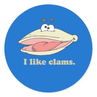 I like clams classic round sticker