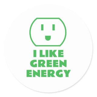 I like green energy funny electrical socket classic round sticker