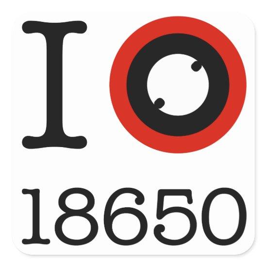 I Love 18650 Li-Ion Batteries Square Sticker