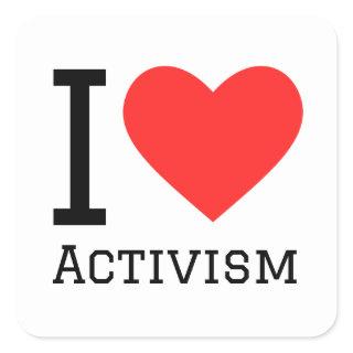 I love activism square sticker