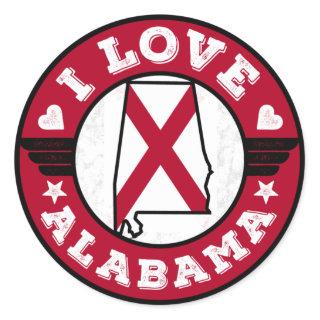 I Love Alabama State Map and Flag Classic Round Sticker