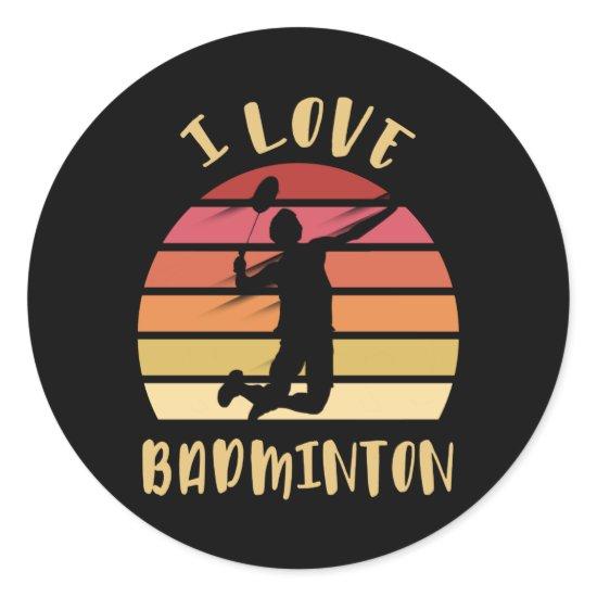 I Love Badminton Jump Smash Classic Round Sticker