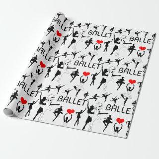 I Love Ballet Pattern. Black Ballet Dancers