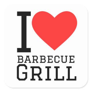 I love barbecue grill square sticker