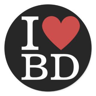 I ❤️ Love BD Building Department Employees CUSTOM Classic Round Sticker