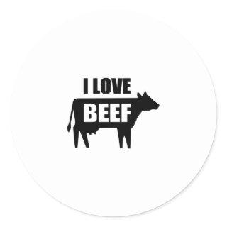 I Love Beef Classic Round Sticker