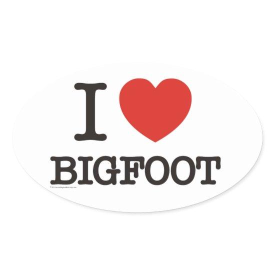 I Love Bigfoot Oval Sticker