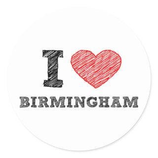 I love Birmingham Classic Round Sticker