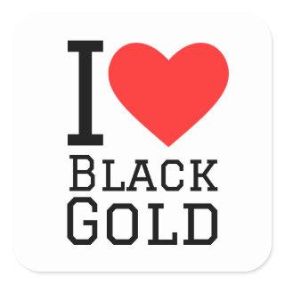 I love black gold square sticker