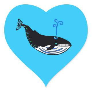 I love Blue WHALES- Heart Sticker