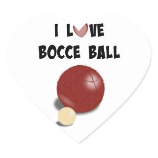 I Love Bocce Ball Heart Sticker
