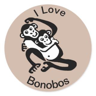 I love - BONOBOS -Chimpanzee - Wildlife - Nature-  Classic Round Sticker