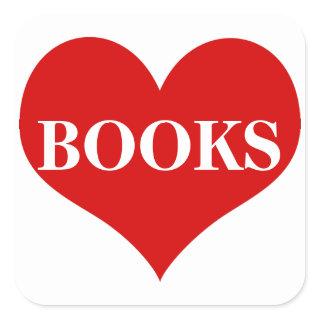I Love Books Square Sticker