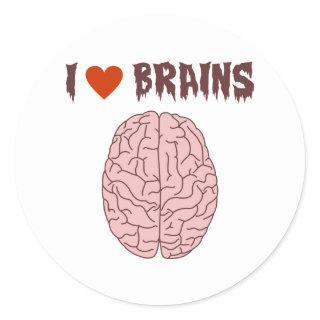 I Love Brains Classic Round Sticker