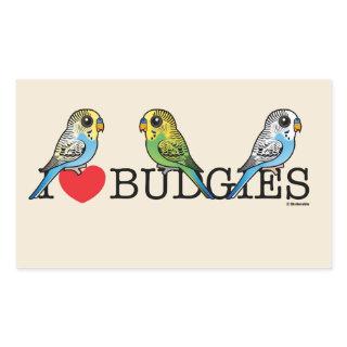 I Love Budgies Rectangular Sticker