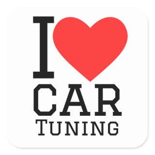 I love car tuning square sticker