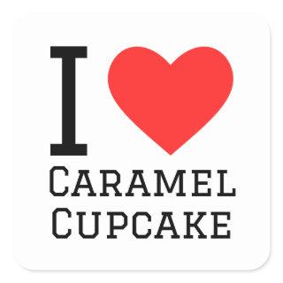 I love caramel cupcake square sticker