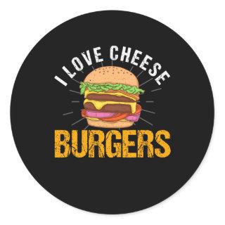 I Love Cheese Burgers, Hamburger Classic Round Sticker