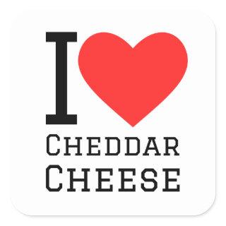 I love cheese cheddar square sticker
