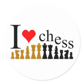 I love Chess Classic Round Sticker